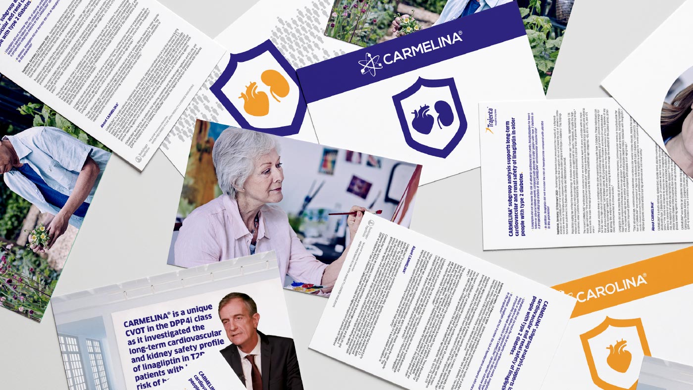 An assortment of images showing the various availableres ources for Trajenta