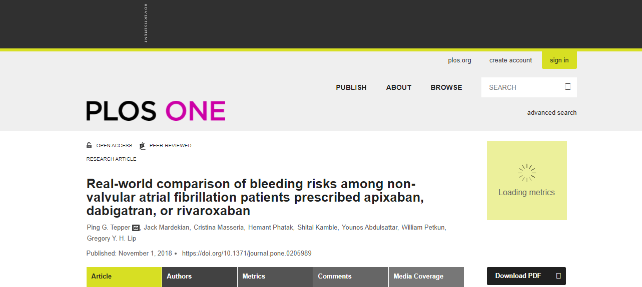 Real-world comparison of bleeding risks among non-valvular atrial fibrillation patients prescribed apixaban, dabigatran, or rivaroxaban<