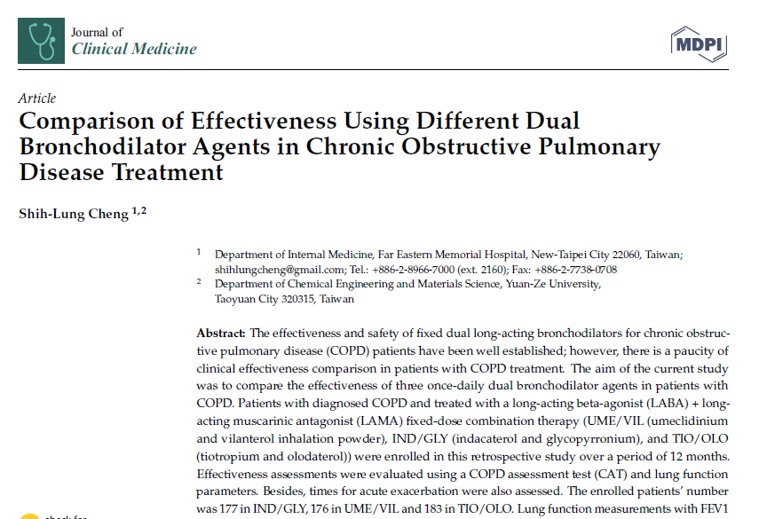 Comparison of Effectiveness Using Different Dual Bronchodilator Agents in Chronic Obstructive Pulmonary Disease Treatment