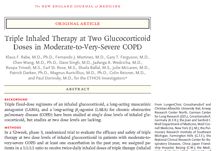 Triple Inhaled Therapy at Two Glucocorticoid Doses in Moderate-to-Very-Severe COPD