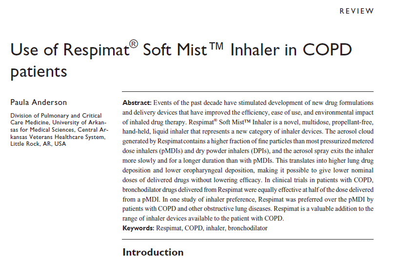 Use of Respimat® Soft Mist™ Inhaler in COPD patients