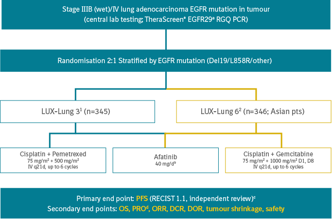 LUX LUNG 3 dan 6 menegaskan keunggulan Giotrif® vs. kemoterapi untuk pasien-pasien NSCLC EGFRm+, baik dari sisi PFS maupun OS del 19