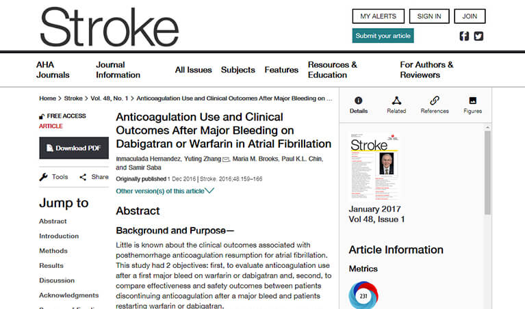 Anticoagulation Use and Clinical Outcomes After Major Bleeding on Dabigatran or Warfarin in Atrial Fibrillation