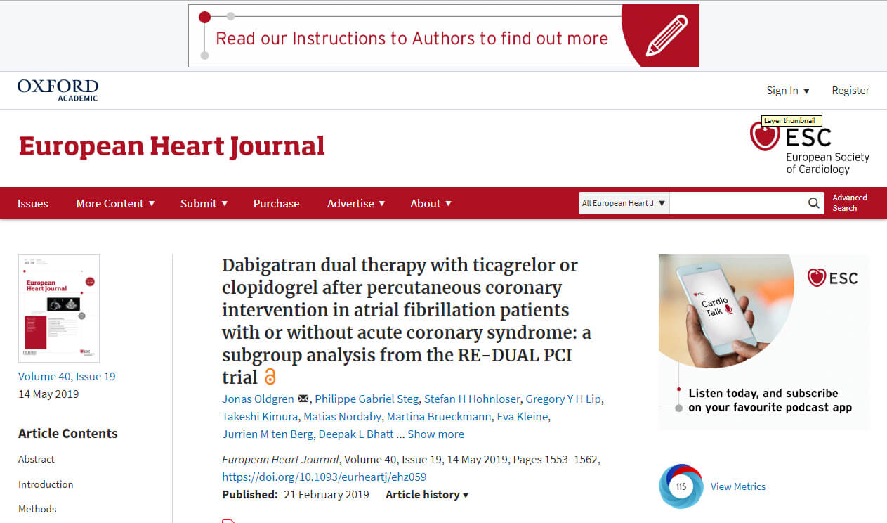 Dabigatran dual therapy with ticagrelor or clopidogrel after percutaneous coronary intervention in atrial fibrillation patients with or without acute coronary syndrome: a subgroup analysis from the RE-DUAL PCI trial