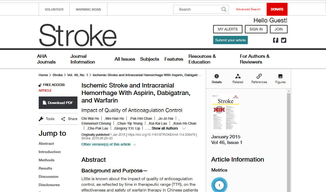 Ischemic Stroke and Intracranial Hemorrhage With Aspirin, Dabigatran, and Warfarin