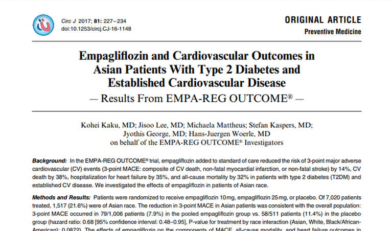 Reductions in CV outcomes and CV mortality with empagliflozin in Asian patients